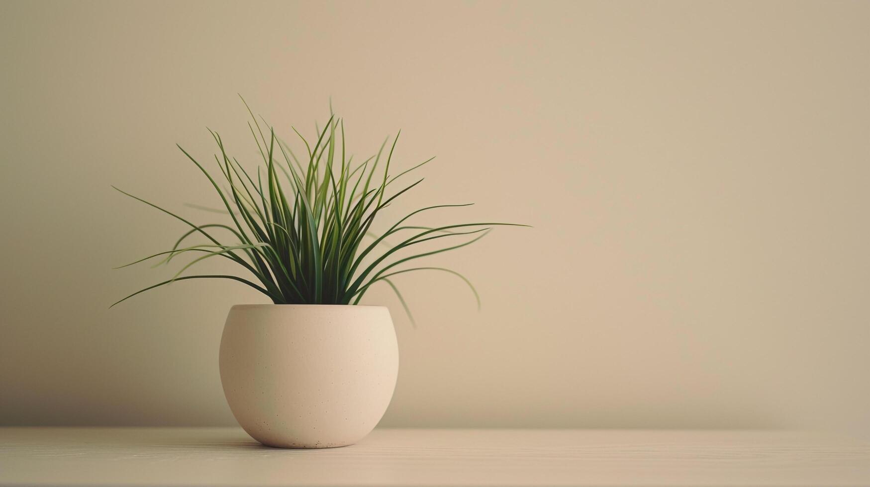 AI generated a white house plant pot sitting on a wooden table photo