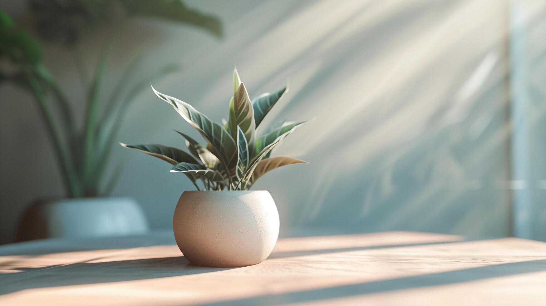 AI generated a white terra cotta plant on a table photo