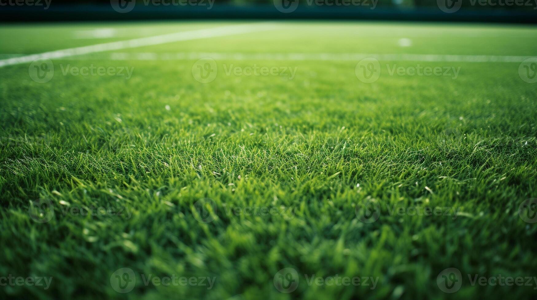 AI generated green grass football field close up photo