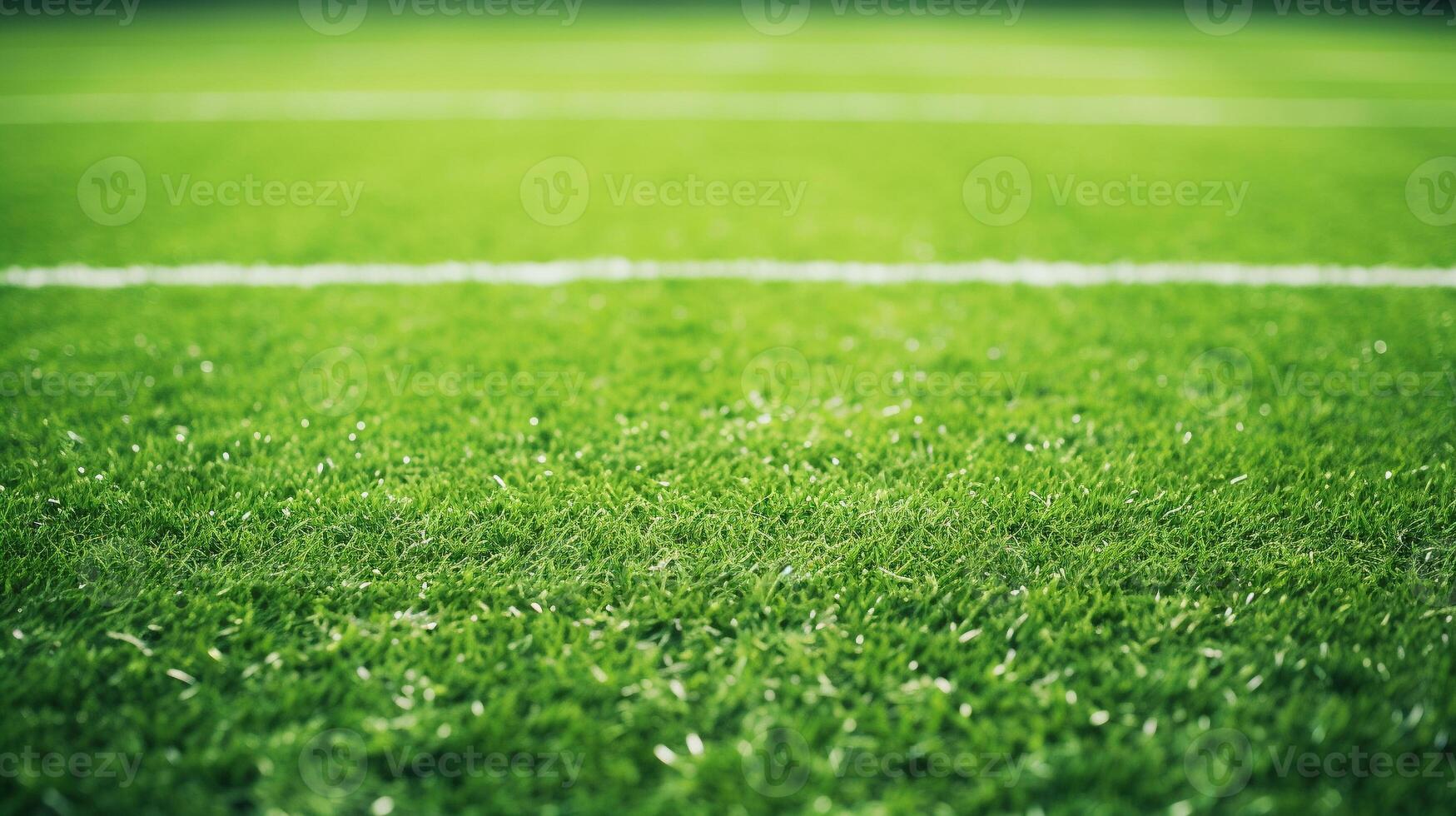 AI generated green grass football field close up photo