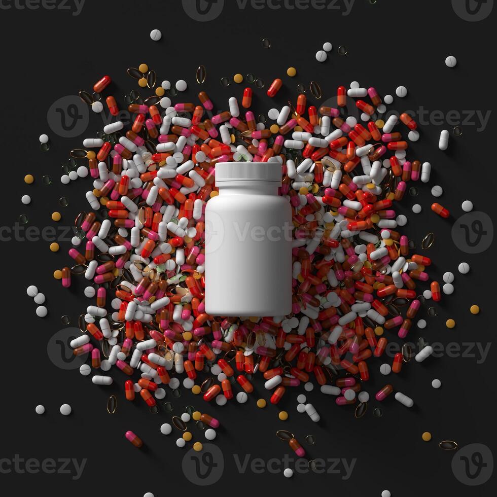 pills and capsules of medicines photo