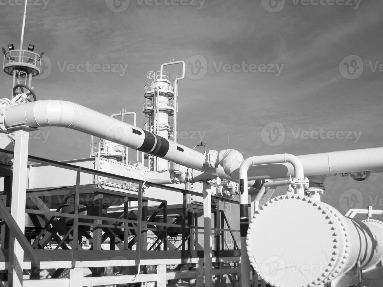 Heat exchangers in a refinery. Heated gasoline air cooler photo