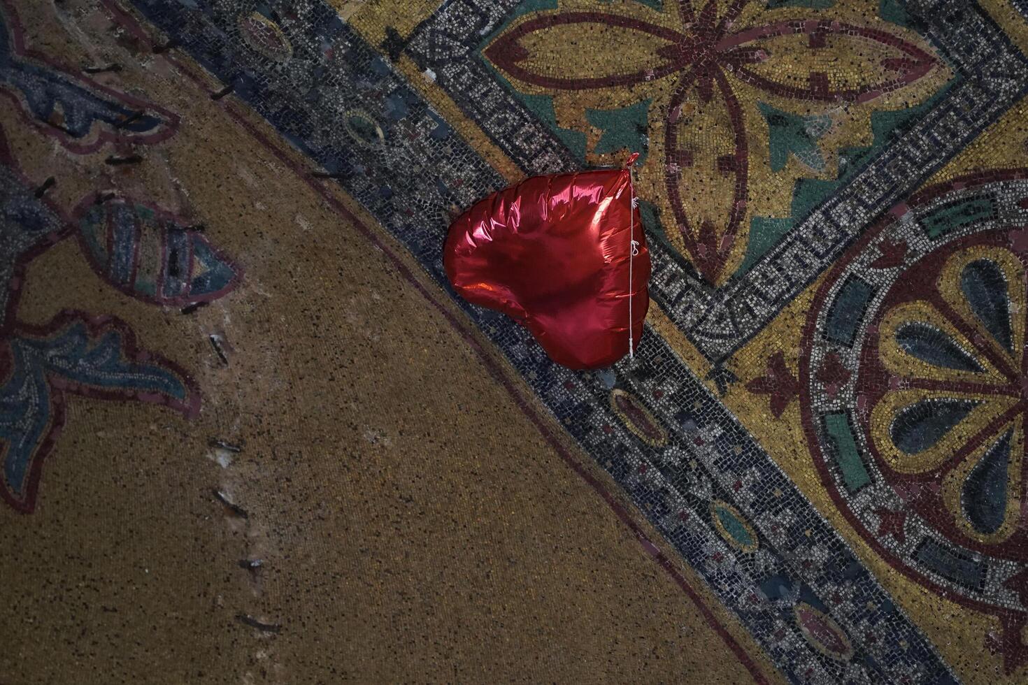 Hagia Sofia Mosque in Istanbul, Turkey - interior christian mosaic detal photo