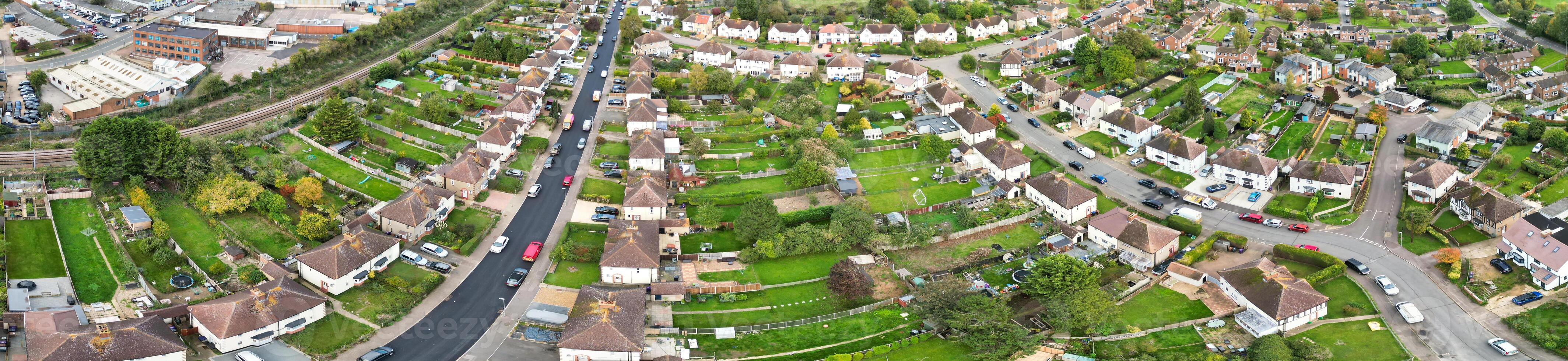 Aerial Panoramic View of Hitchin, Hertfordshire, England. United Kingdom. October 28th, 2023 photo