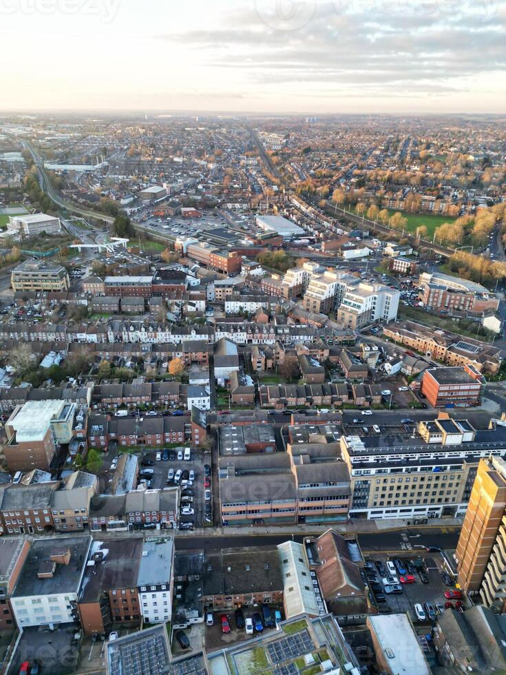 High Angle View of Central Luton City of England UK during Sunset Time. December 1st, 2023 photo
