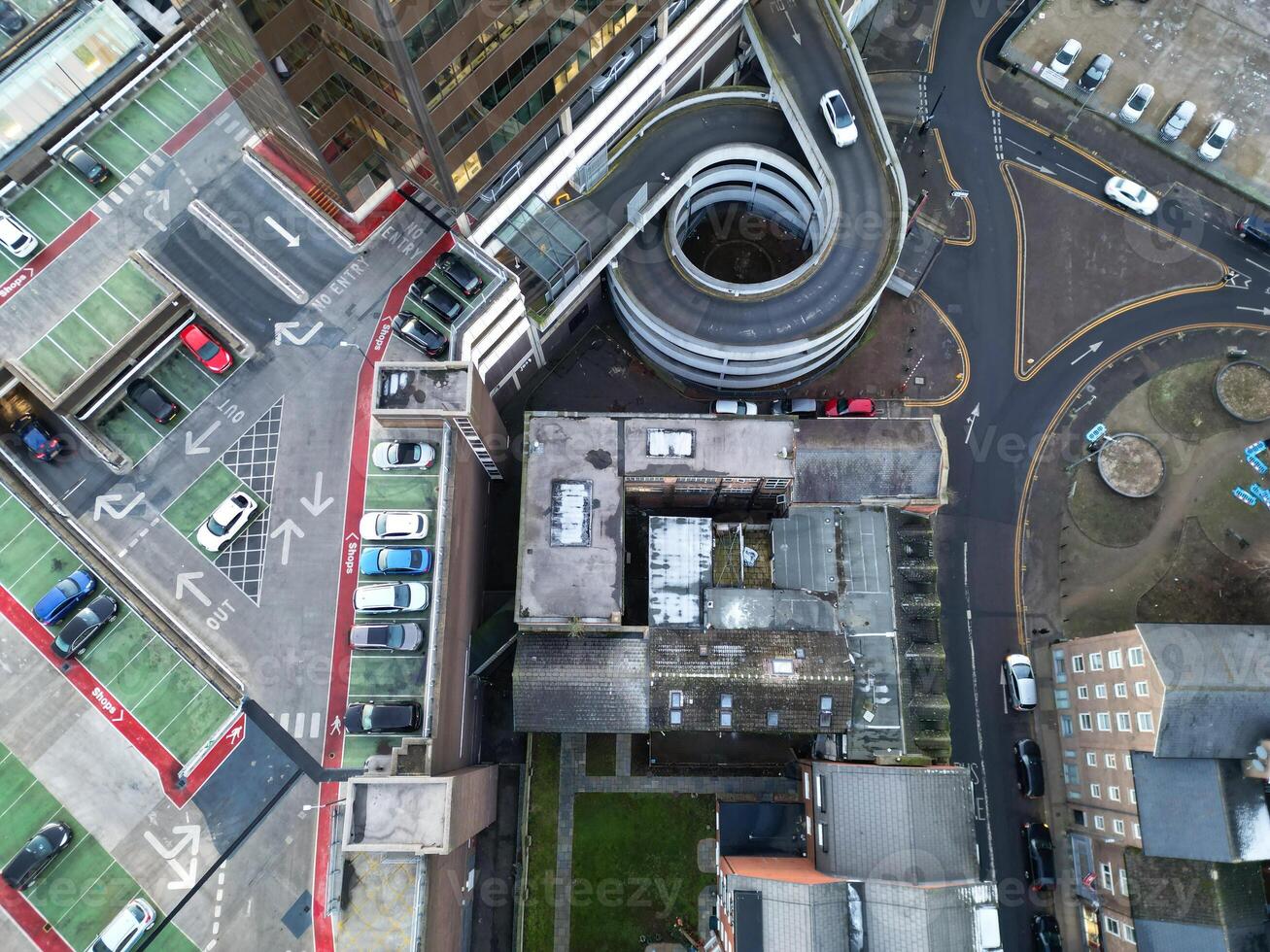 High Angle View of Central Luton City of England UK during Sunset Time. December 1st, 2023 photo