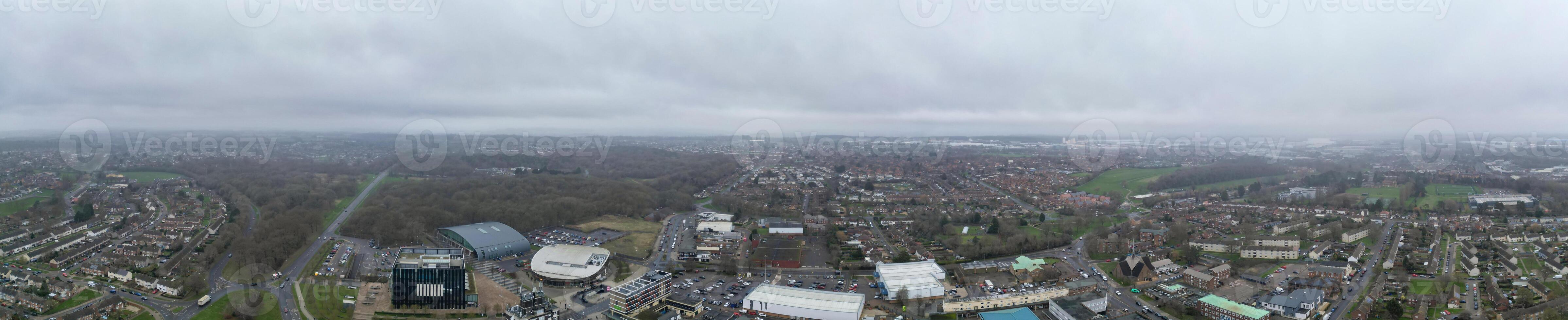 Aerial Panoramic View of Corby Town of England United Kingdom During Cloudy and Rainy Weather of Winter. January 11th, 2024 photo