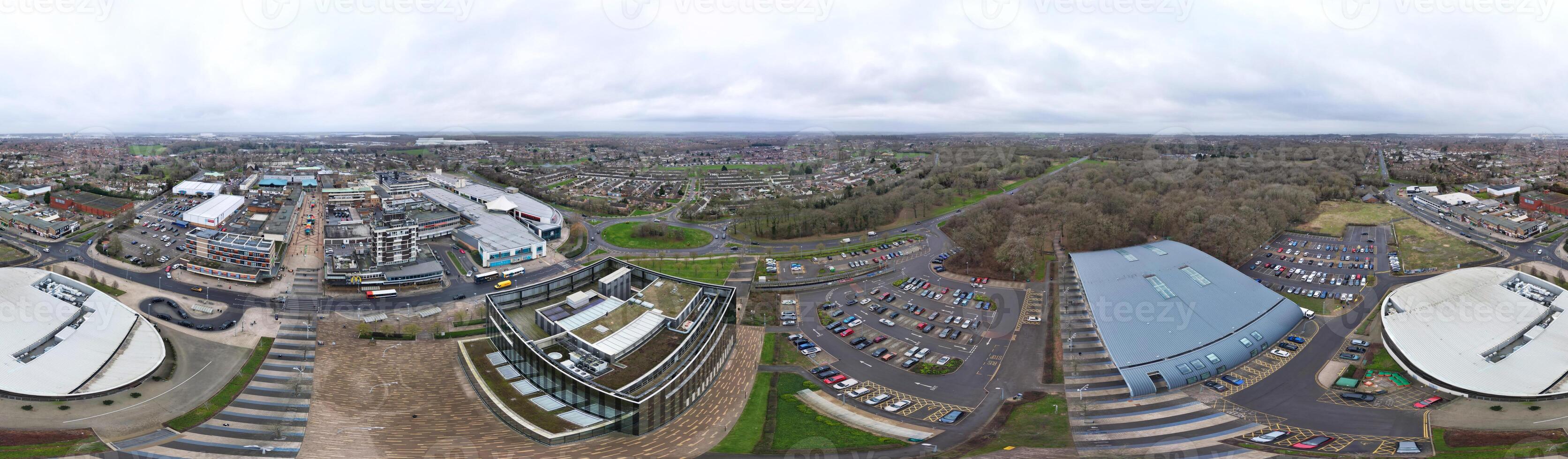 Aerial Panoramic View of Corby Town of England United Kingdom During Cloudy and Rainy Weather of Winter. January 11th, 2024 photo