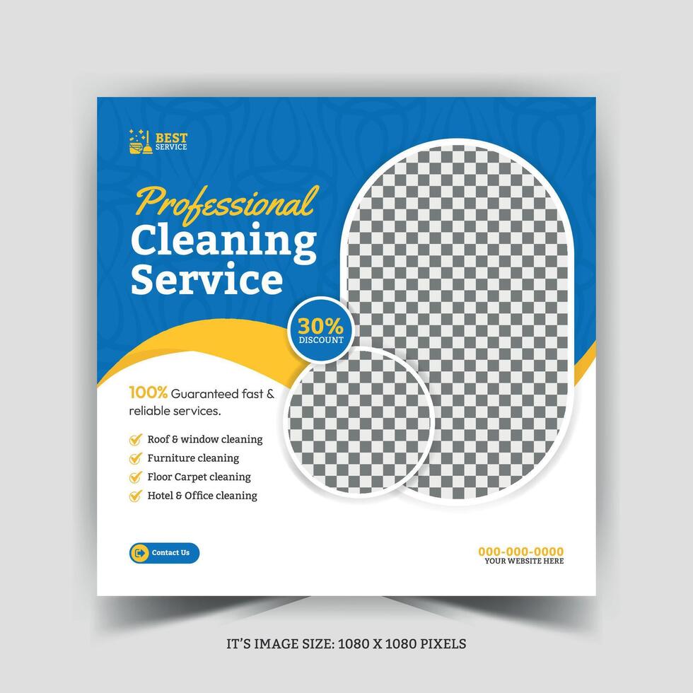 Home Cleaning Service Social Media Post Office Cleaning Service Web banner Or Square Flyer Template Design vector