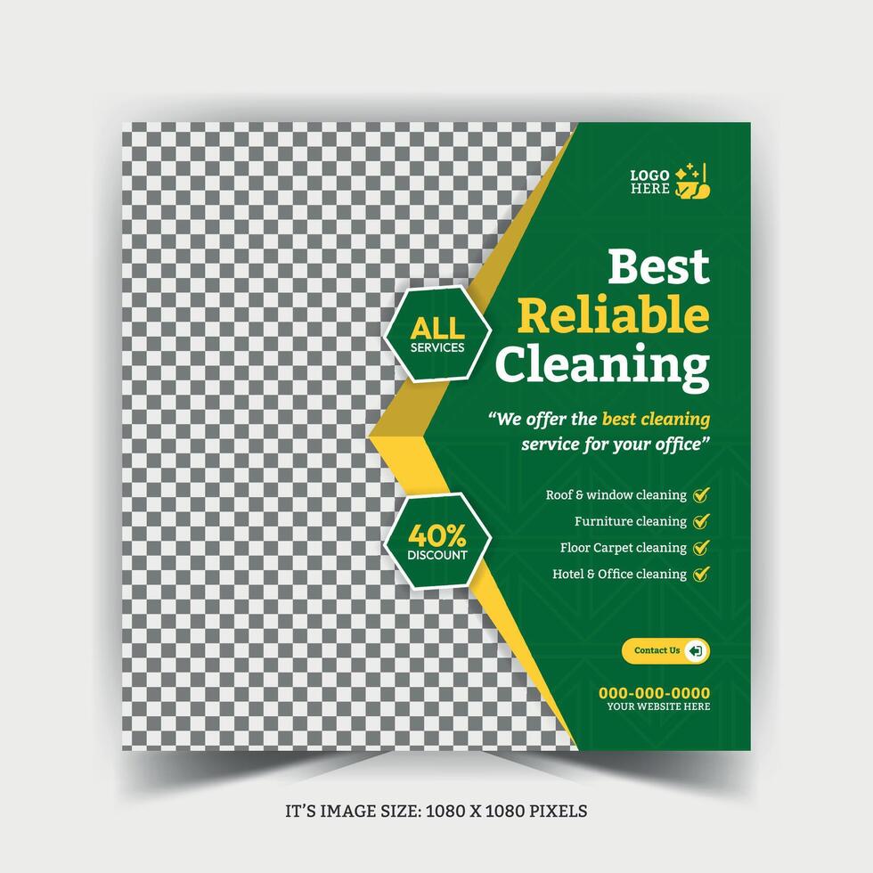 Home Cleaning Service Social Media Post Office Cleaning Service Web banner Or Square Flyer Template Design vector