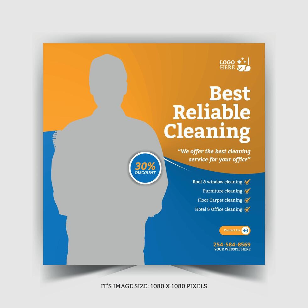 House cleaning services social media post template design. Creative square ad design. vector