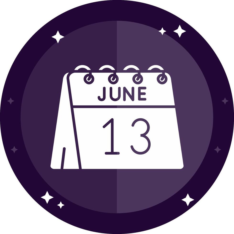13th of June Solid badges Icon vector