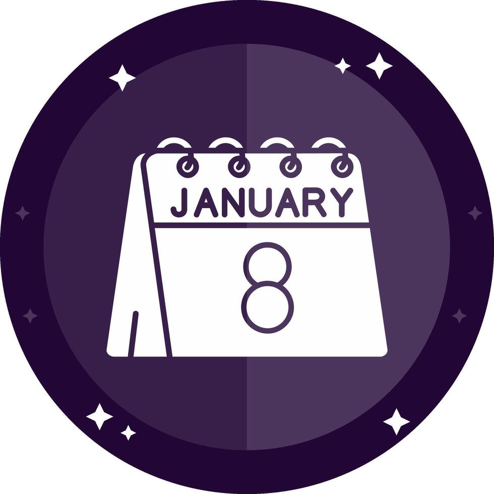 8th of January Solid badges Icon vector