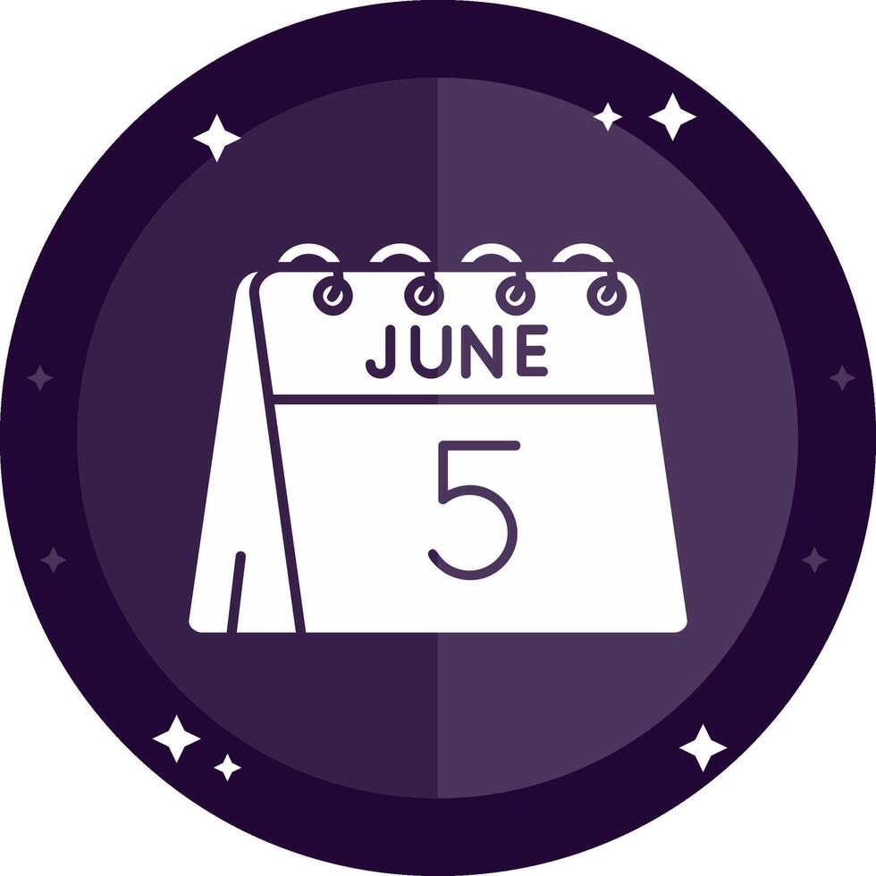 5th of June Solid badges Icon vector