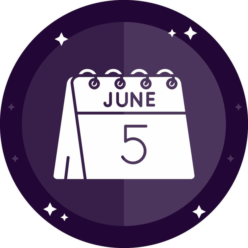 5th of June Solid badges Icon vector