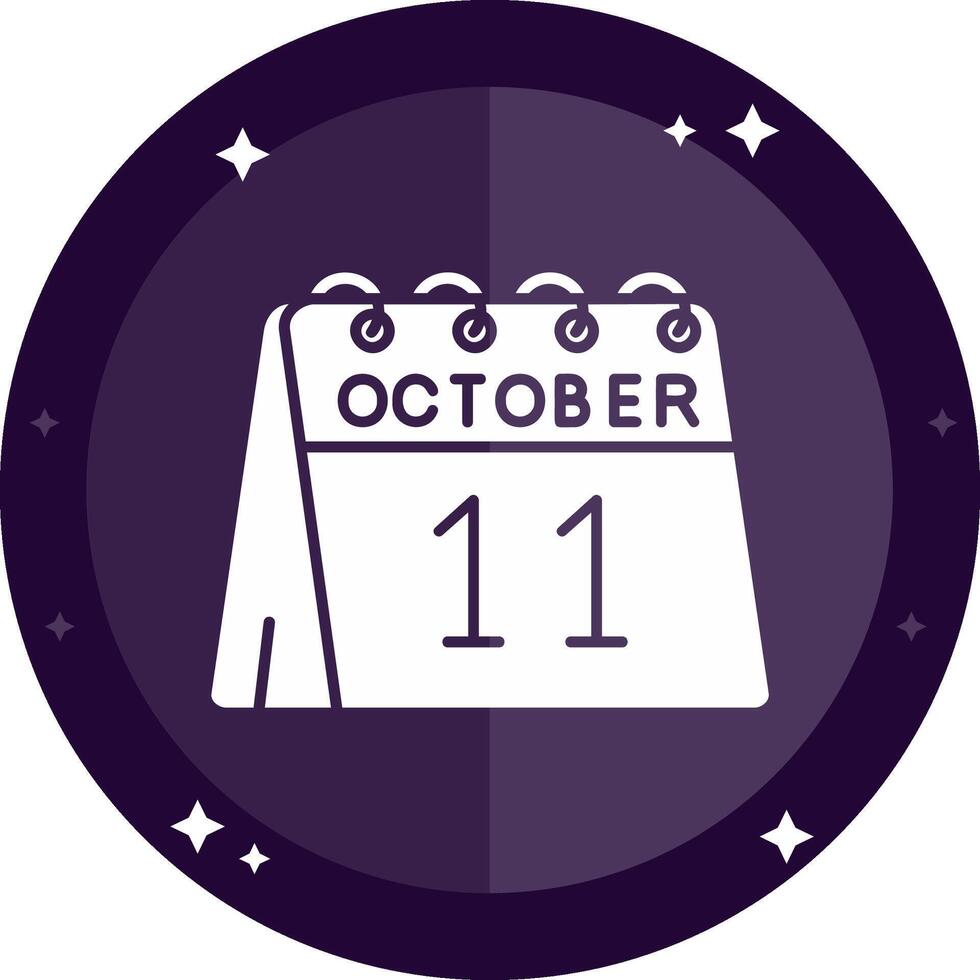 11th of October Solid badges Icon vector