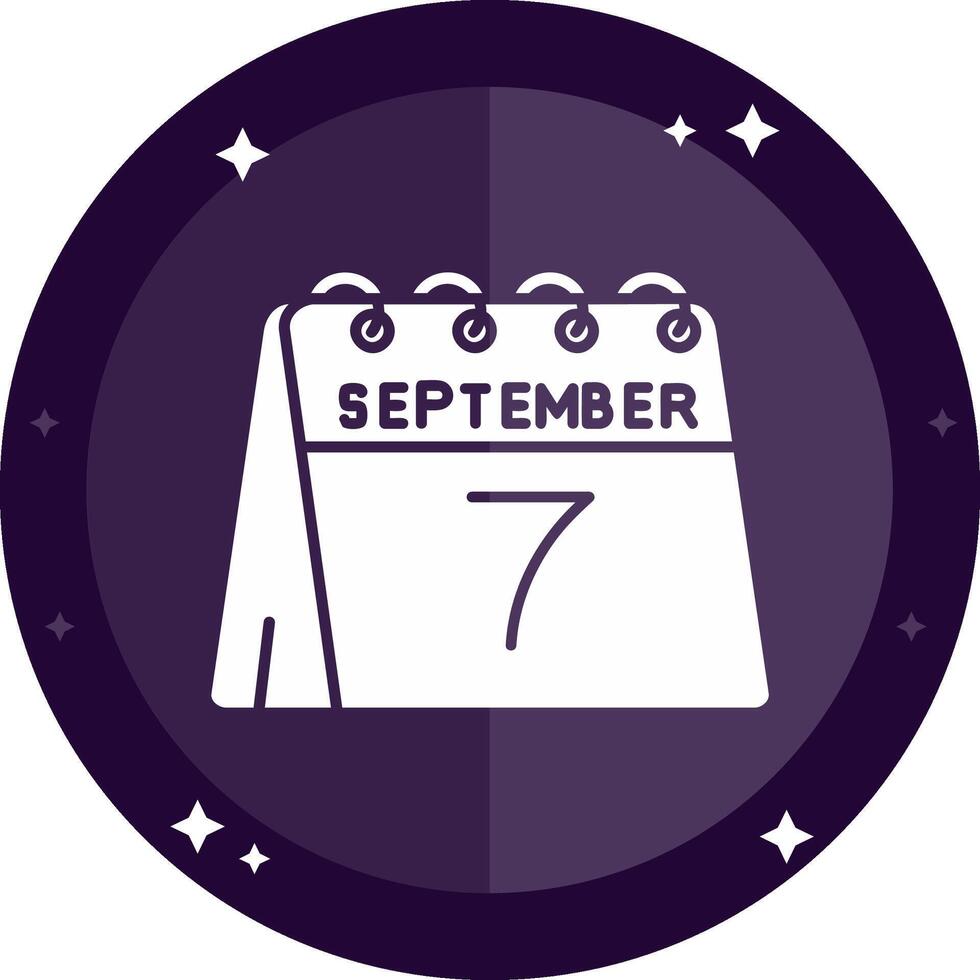7mo de septiembre sólido insignias icono vector