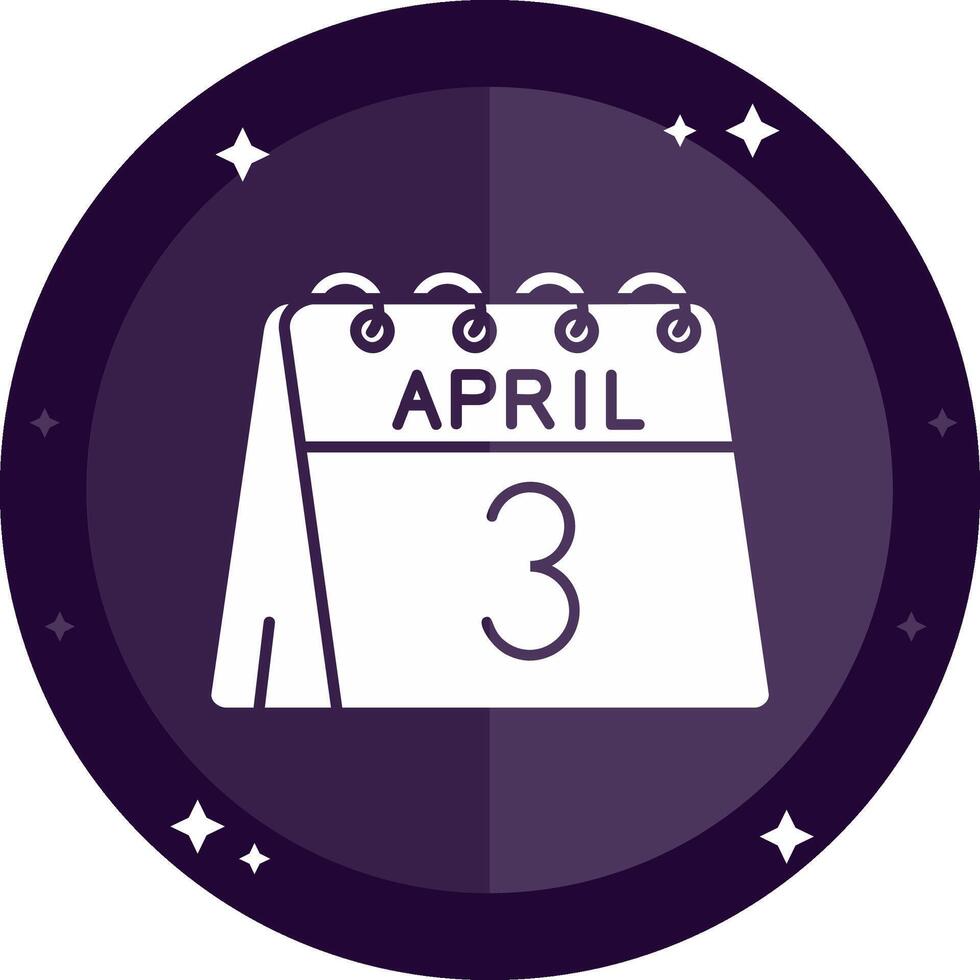 3ro de abril sólido insignias icono vector