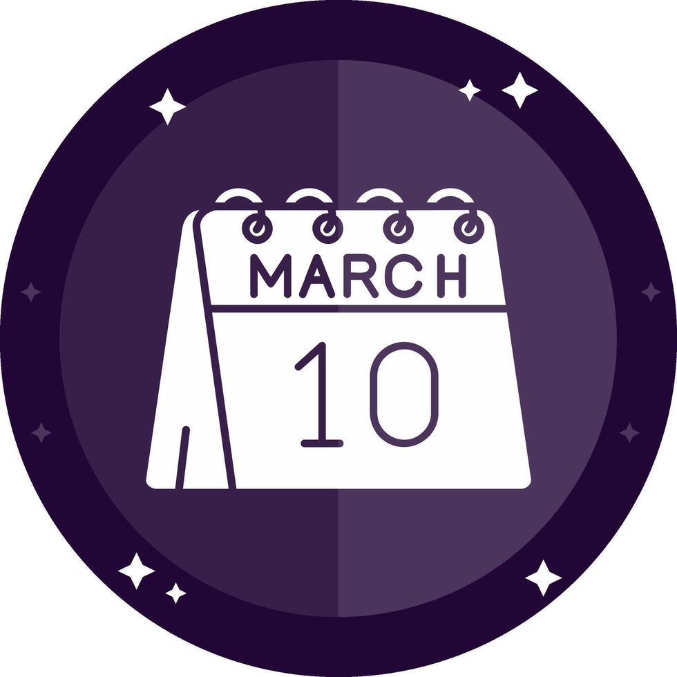 10 de marzo sólido insignias icono vector