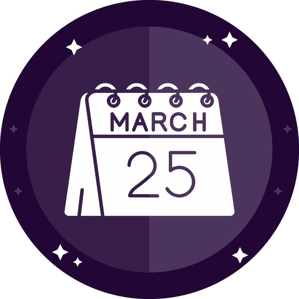 25 de marzo sólido insignias icono vector