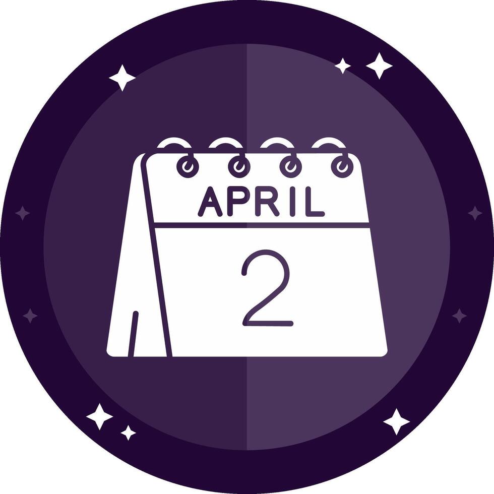 2nd of April Solid badges Icon vector