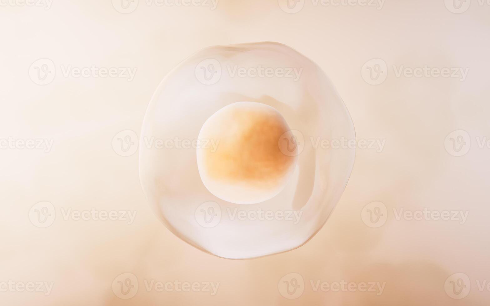 Transparent cell with biotechnology and cosmetic concept, 3d rendering. photo