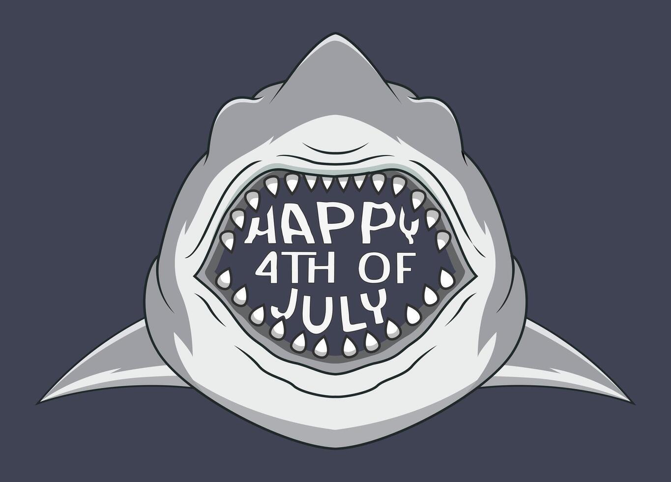 aggressive shark head, Shark with open mouth, Shark Independence Day, 4th of July, independence day vector