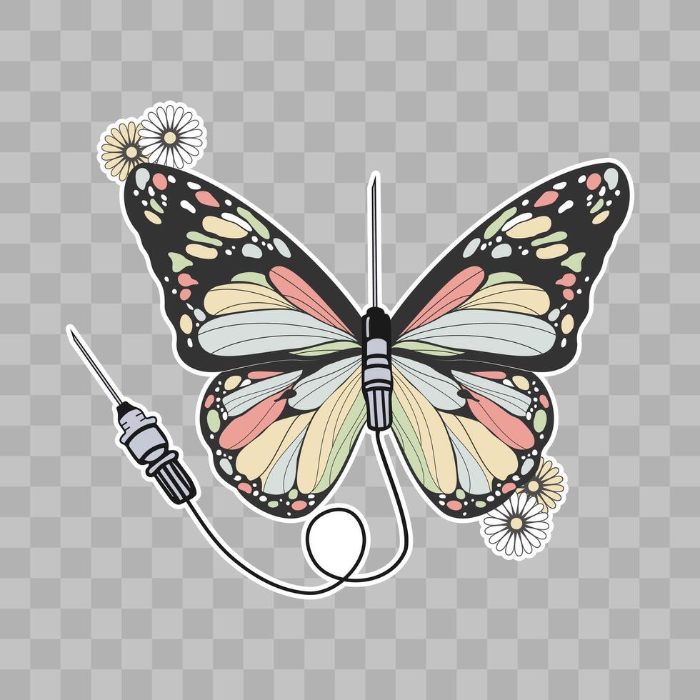 mariposa iv pegatina, intravenoso pegatina, infusión enfermero pegatina, flebotomía pegatina, aguja pegatina, enfermero más pegajoso vector