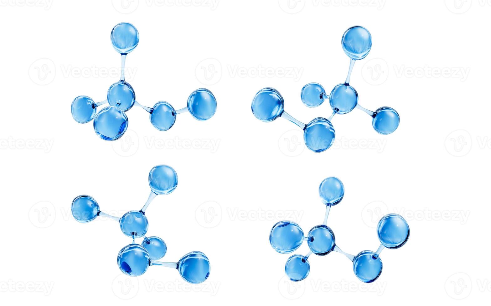 Transparent molecules with different angles, 3d rendering. photo