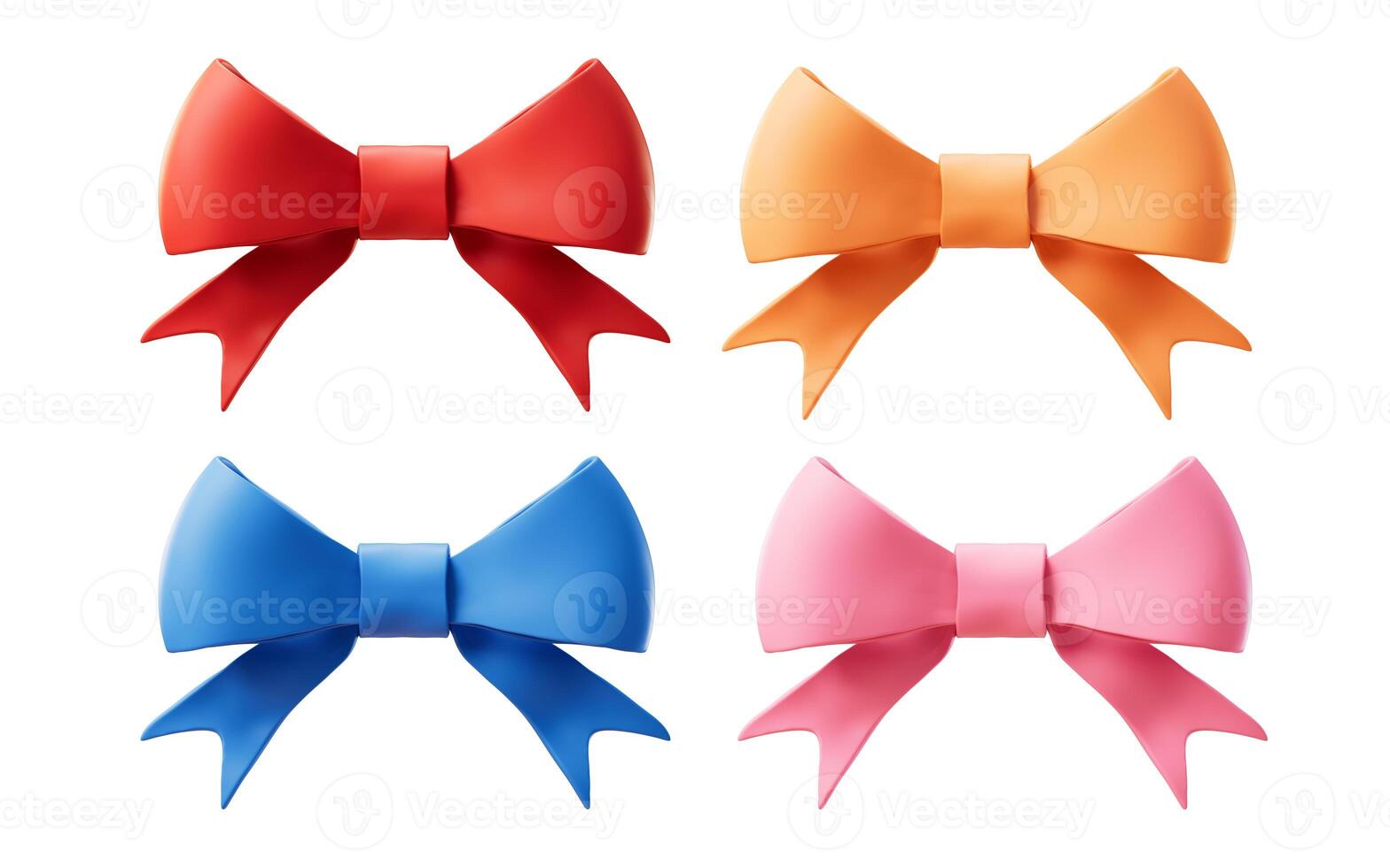 Bow-knot with different colors, 3d rendering. photo