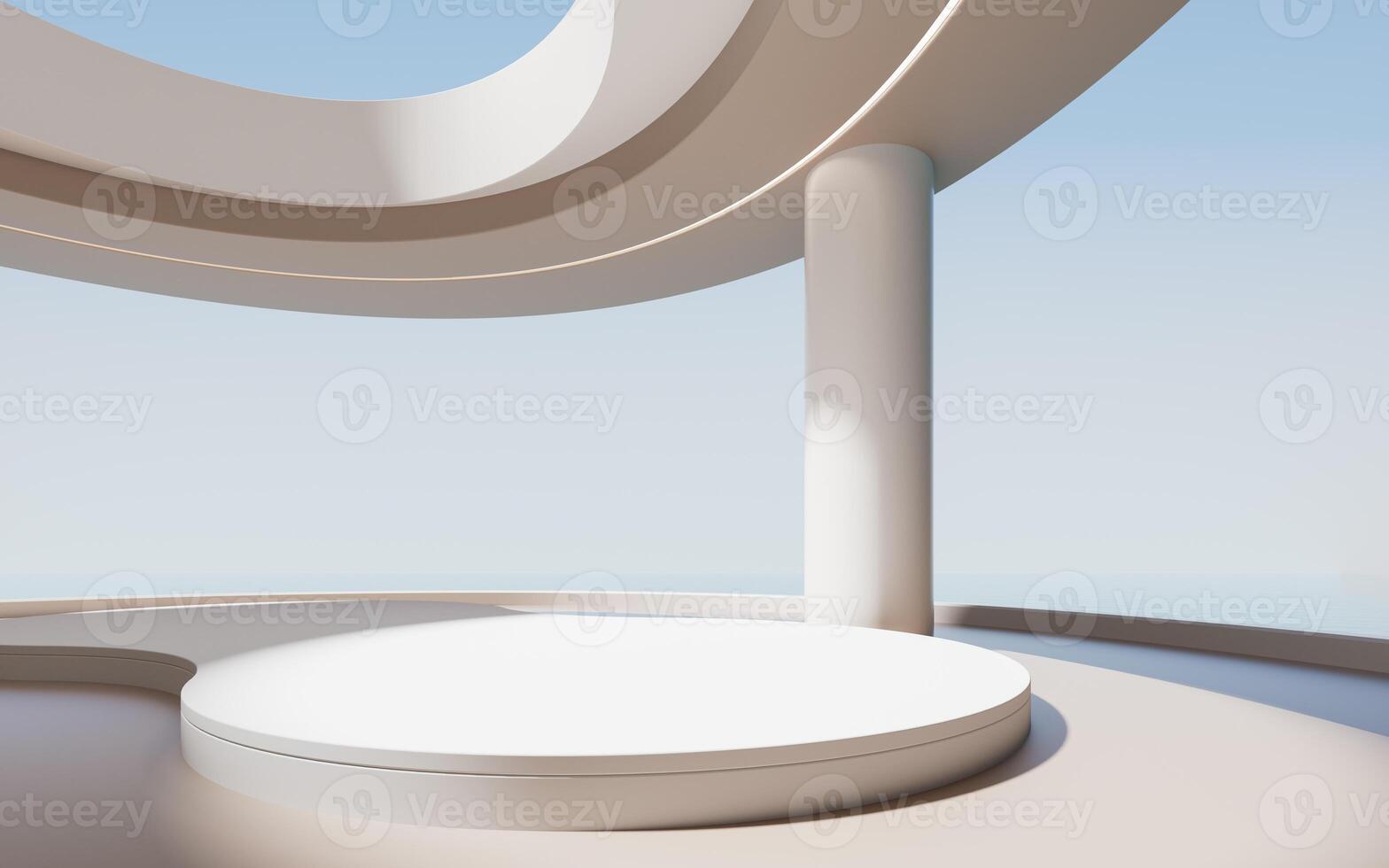 Round room with creative geometries, 3d rendering. photo
