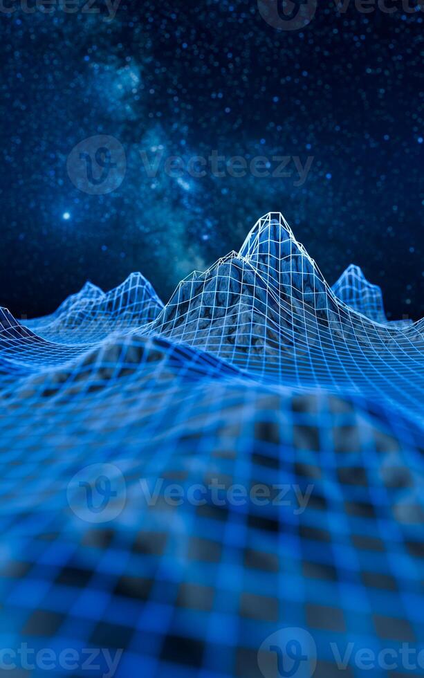 Digital space with glowing lines, 3d rendering. photo