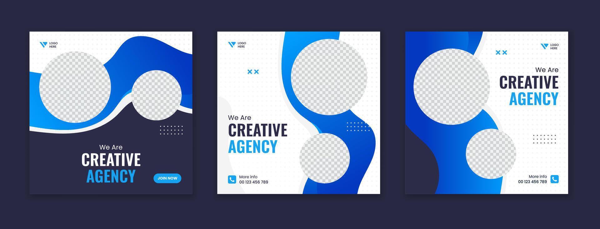 Modern business social media post template, editable square post bundle, set of minimal corporate online carousel vector
