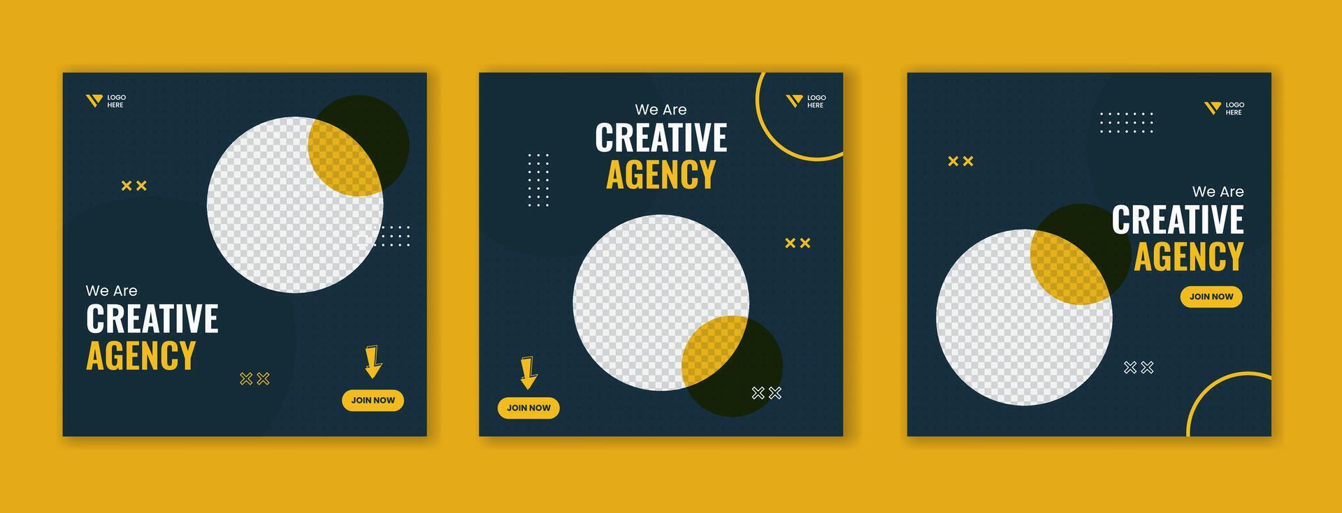 Modern business social media post template, editable square post bundle, set of minimal corporate online carousel vector