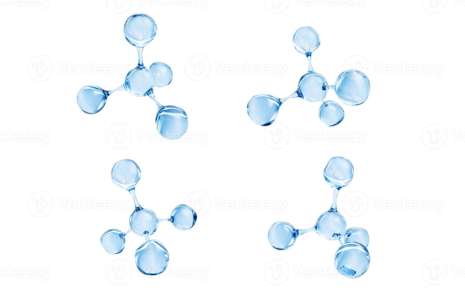 Transparent molecules with different angles, 3d rendering. photo