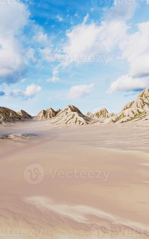 paisaje con montañas forma de relieve, 3d representación. foto