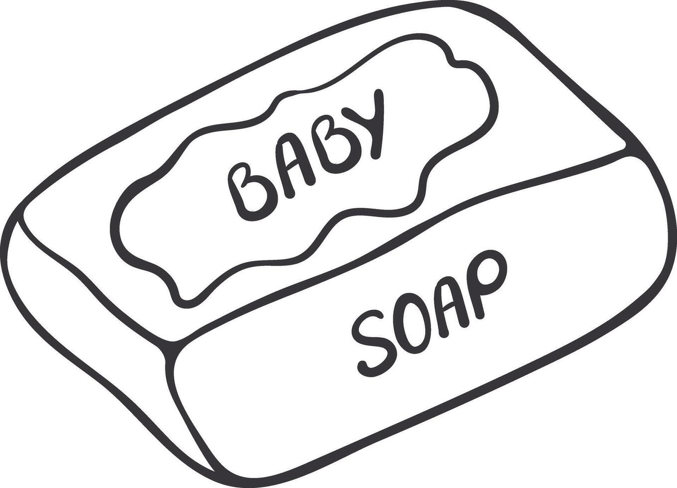 A bar of hypoallergenic baby hygiene soap doodle icon. Vector hand drawn illustration isolated on white background.