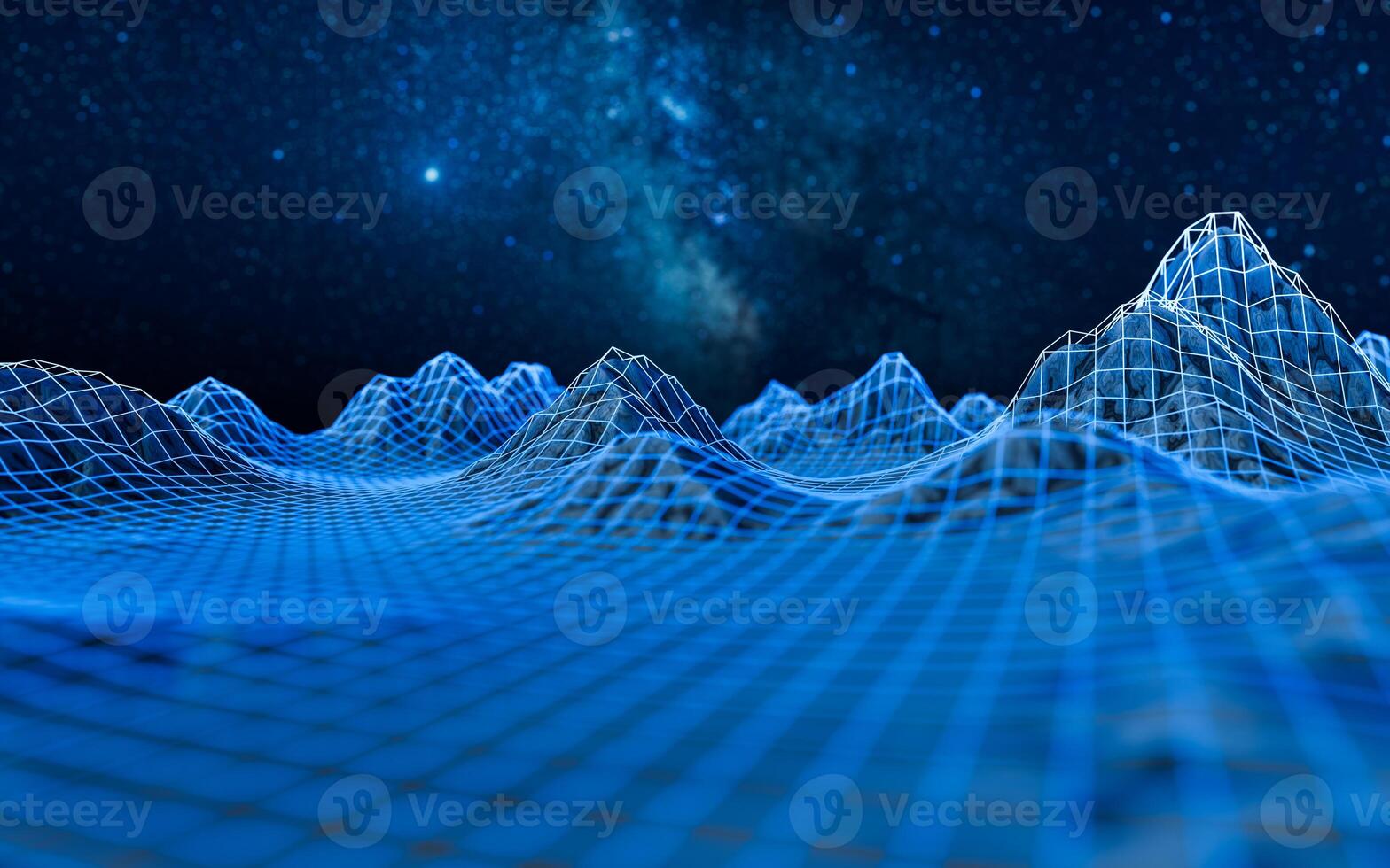 Digital space with glowing lines, 3d rendering. photo