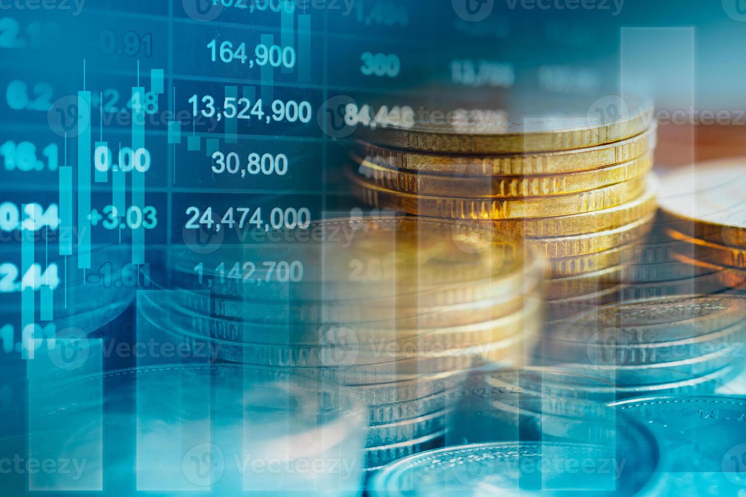 Stock market finance business, economy trend graph digital technology. photo