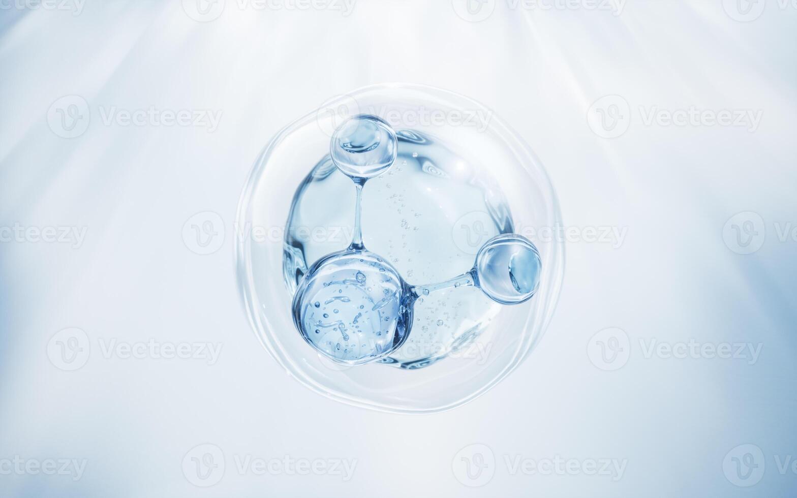 Molecule and water bubble, 3d rendering. photo