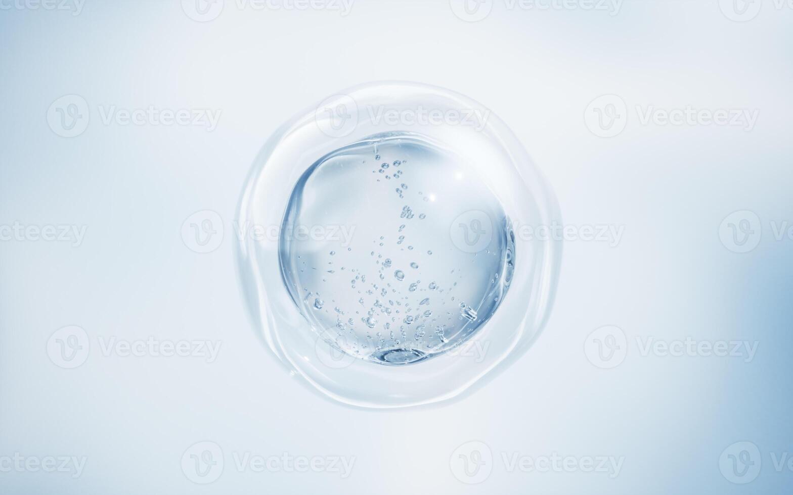 Transparent blue liquid bubble, 3d rendering. photo