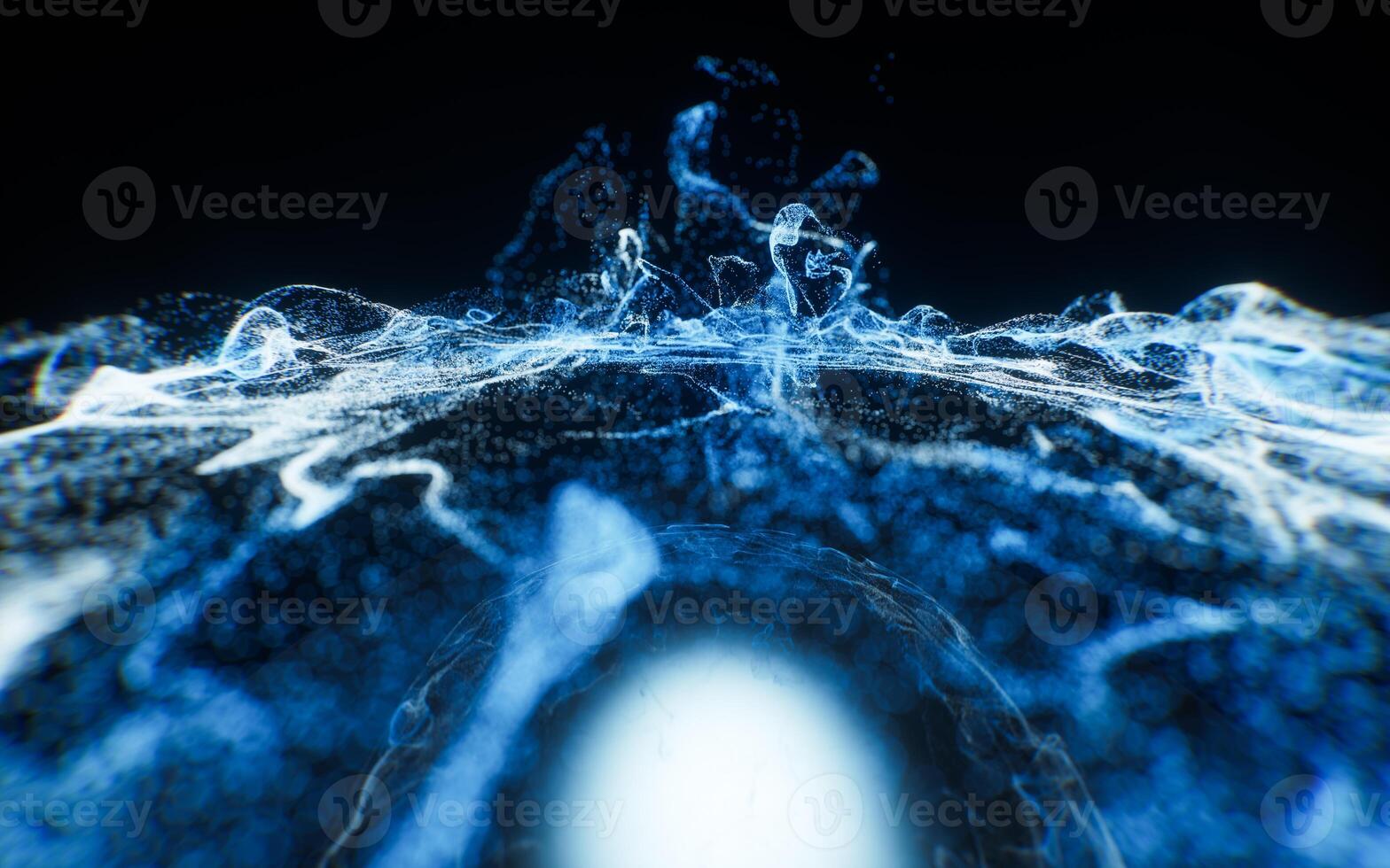 Abstract flowing wave particles background, 3d rendering. photo