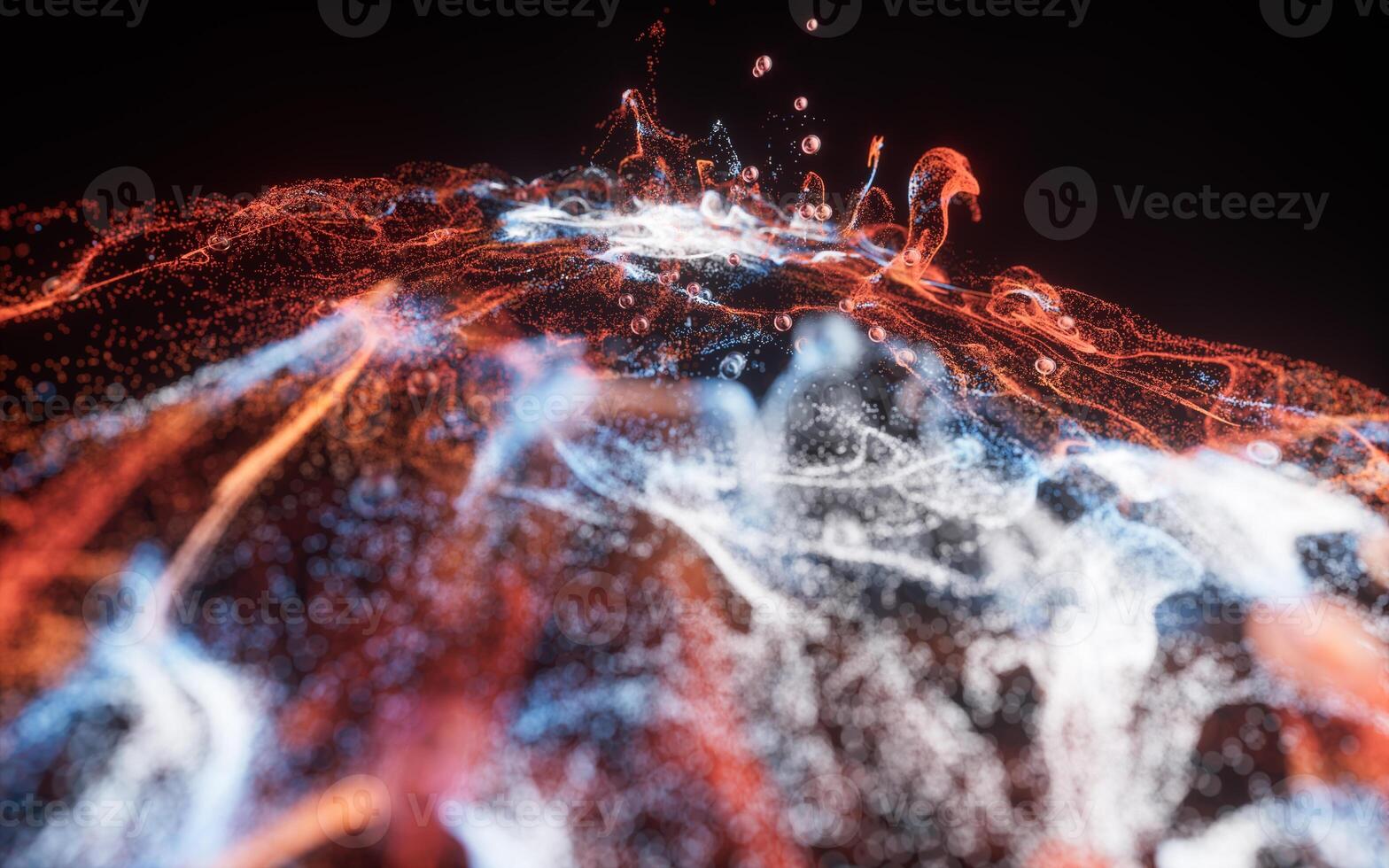 Abstract flowing wave particles background, 3d rendering. photo