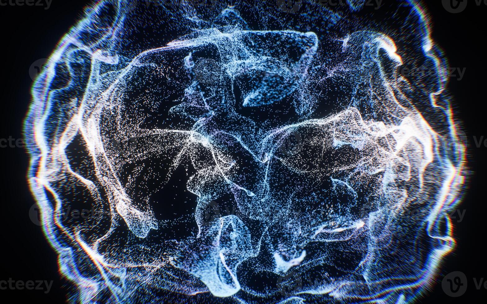 Abstract flowing wave particles background, 3d rendering. photo