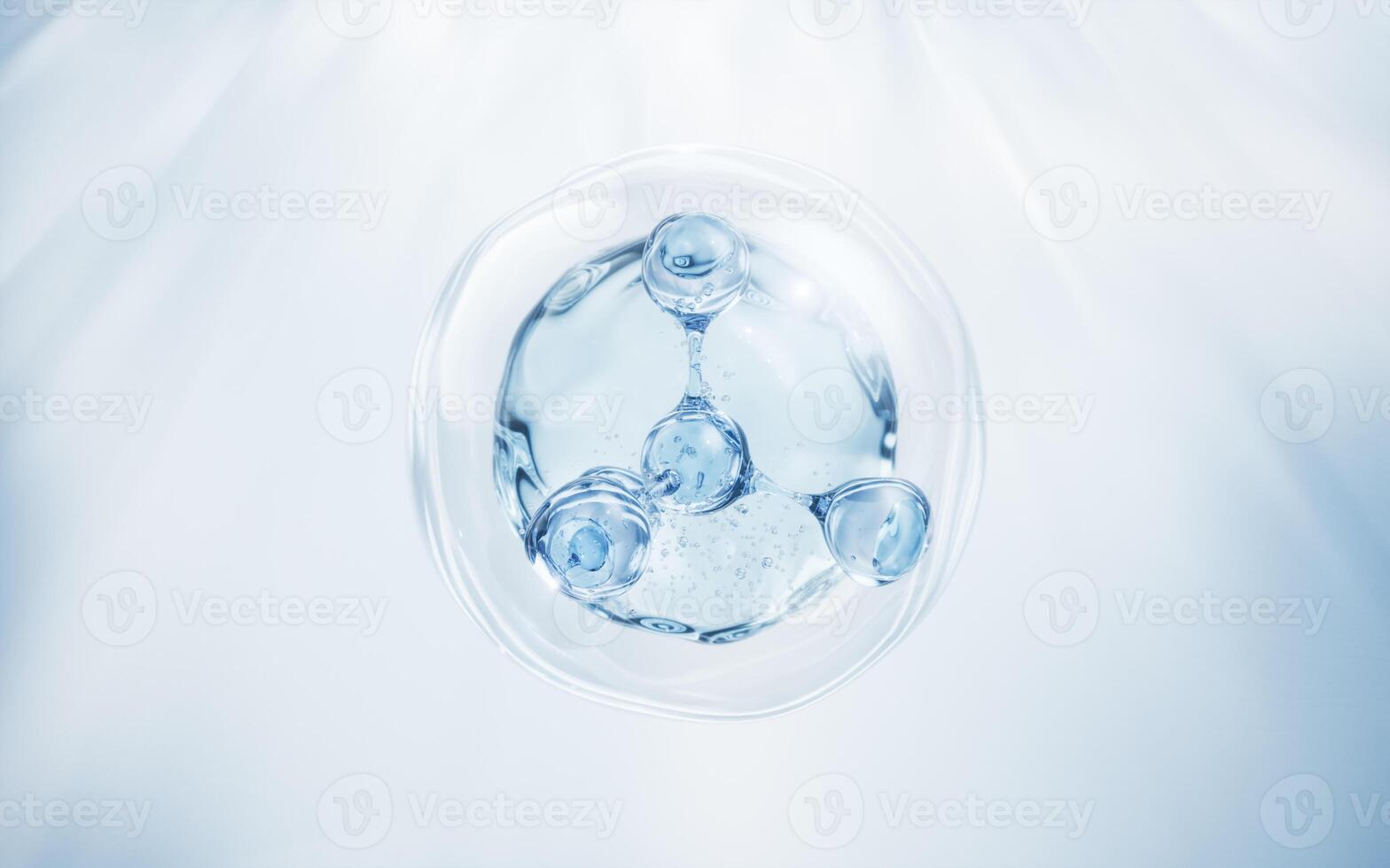 Molecule and water bubble, 3d rendering. photo