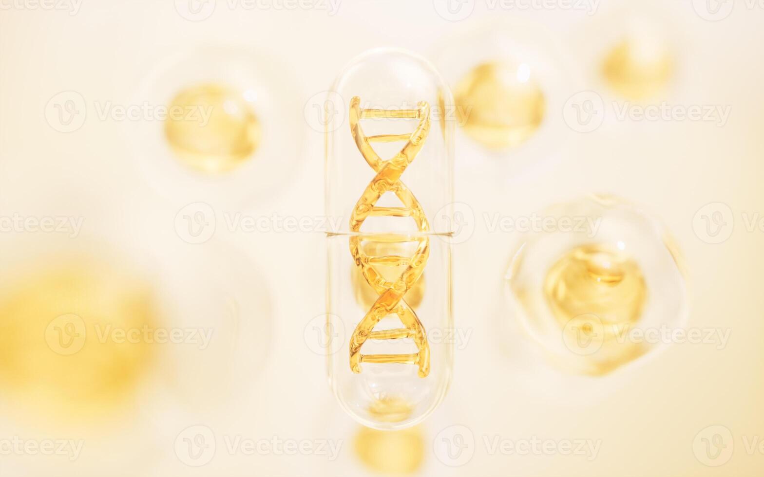 médico cápsula con adn adentro, 3d representación. foto