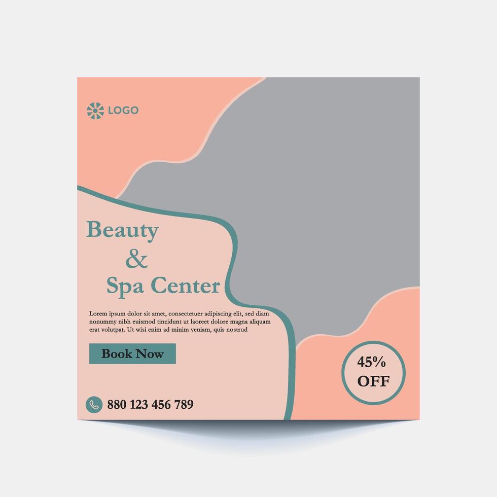 Beauty care center post design template for Social media promotion. Creative design concept of professional social media post and banner promotion. Template for advertising on social media. vector