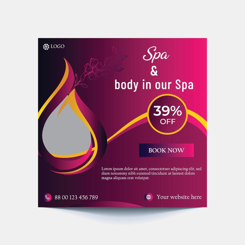 Beauty care center post design template for Social media promotion. Creative design concept of professional social media post and banner promotion. Template for advertising on social media. vector