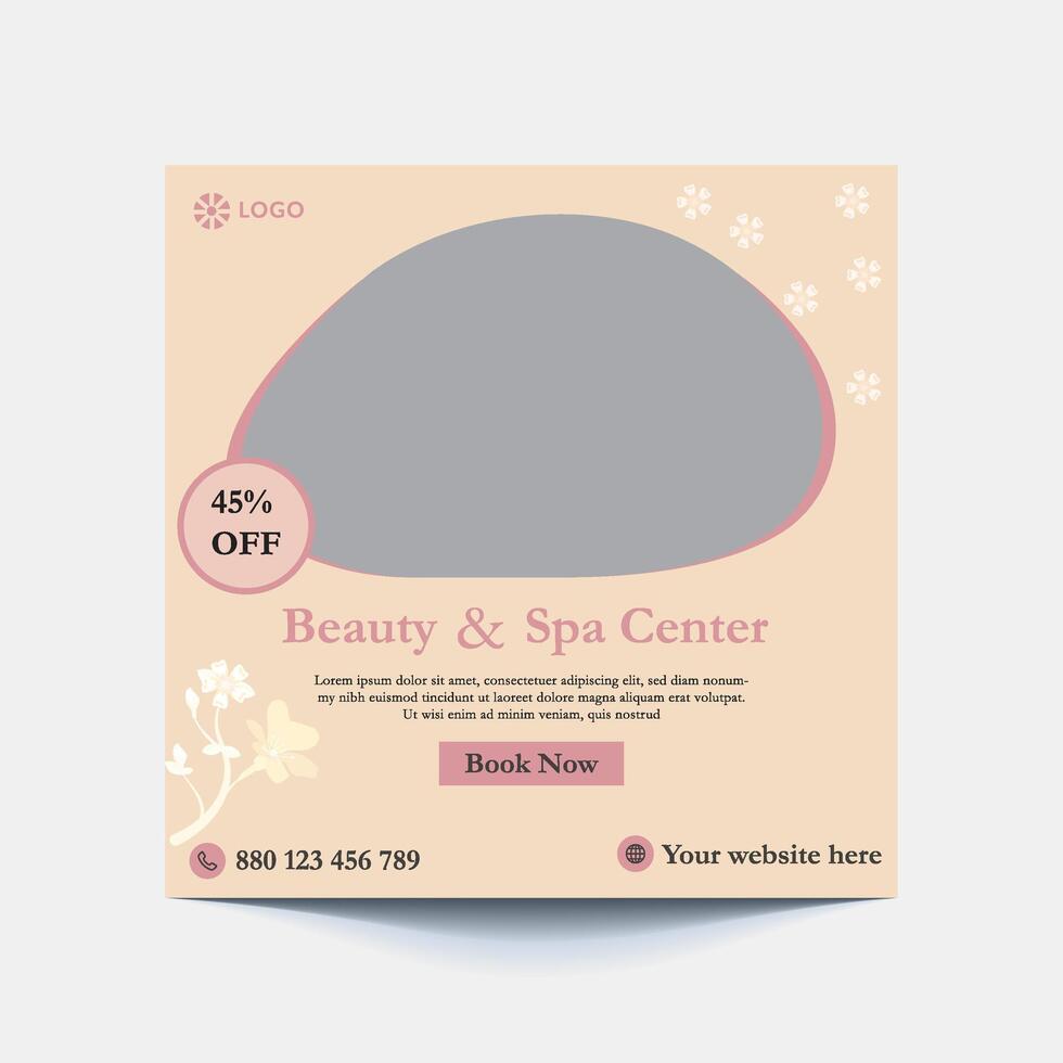 Beauty care center post design template for Social media promotion. Creative design concept of professional social media post and banner promotion. Template for advertising on social media. vector