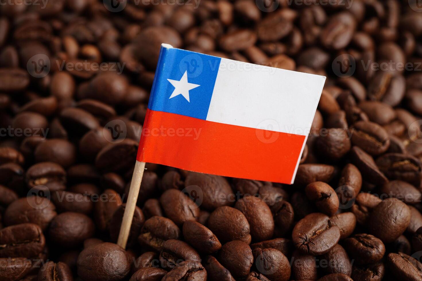 Chile and Herzegovina flag on coffee beans, shopping online for export or import food product. photo